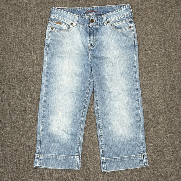 Eddie Bauer Capri Cropped Stretch Denim Blue Jeans Womens Size 6 Tall - Picture 1 of 9